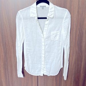 James Perse White Linen Button Down Shirt